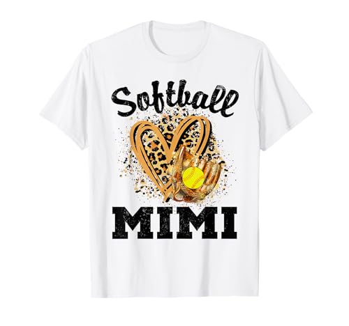 Softball Mimi Leopard Heart Grandma T-Shirt