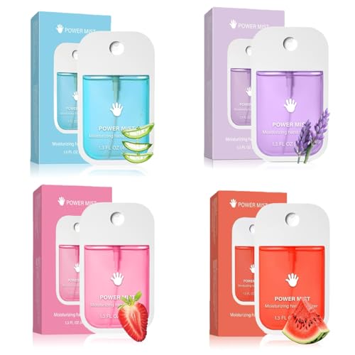 GKOKG 4pcs Hand Sanitizer Spray Portable Power Mist Hydrating Hand Sanitizers Spray Travel Size Pocket Hand Sanitizer Multi-Flavor Cleanses Your Hands