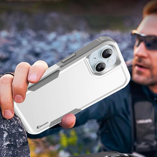 Image of KARWAN Shockproof Back Case Cover Compatible with iPhone 14 Plus, Heavy Duty Case with 360 Degree Camera Protection, Dual Layer Rugged Bumper Protection Cover with Matte Finish (White)