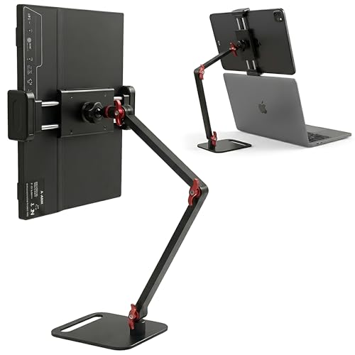 AiFeelife Vertical Portable Monitor Stand, Upgrade Knob Adjustment Portable Monitor Holder for 15.6 17.3 18.5 Inch Screen, Ergonomic Travel Monitor Mount, Tablet Stand for iPad 12.9‘’
