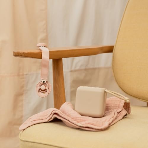 Image of BIBS Pacifier Clip Ribbon - Secure Your Baby's Pacifier with Durable Polyester Webbing and Nickel-Free Metal Clip - Compatible with All BIBS Pacifiers - Blush