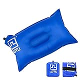 Self Inflating Camping Pillow, Compressible Travel Pillow, Foldable Air Pillow, Inflatable Pillow & Outdoor Pillow for Backpacking, Camping, Hiking, Traveling, Beach, Picnic, Outdoor Sports (Blue)