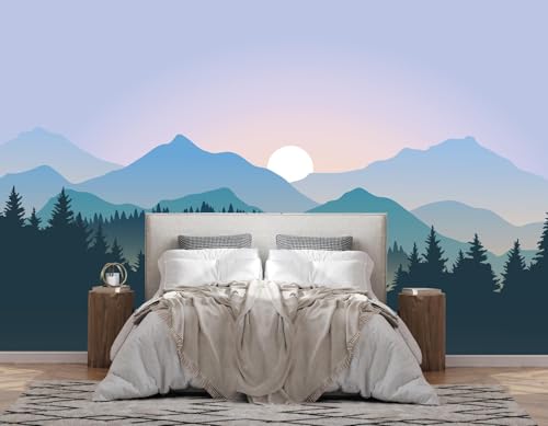 LOOWAP Natural Mountain Forest Landscape Wallpaper Mural for Living Room,