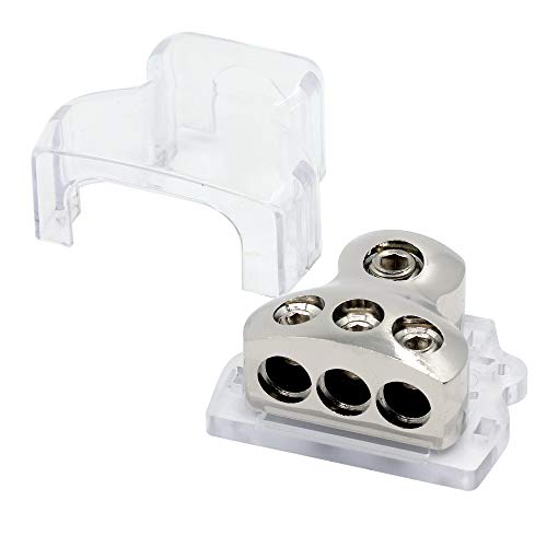 ZOOKOTO 1X0GA In/3X4GA Out Power Distribution Block, Auto Car Audio Amplifier 1 in 3 Ways Fuse Holder Circuit Protector (3 Way) - Thumbnail 2