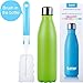 Sfee 25oz Insulated Water Bottle Stainless Steel Double Wall Vacuum Bottle Cup Leak Proof Keeps Hot and Cold Drinks BPA Free for Kids Outdoor Sport Camping+Cleaning Brush(Green)
