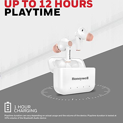 Image of Honeywell Moxie V1000 Truly Wireless Earbuds, Bluetooth V5.0, 2 hrs uninterrupted Music with 10 mins of Charge, Dynamic 10mm*2 Drivers, 200mAh Battery, IPX4 Water Resistance, Voice Assistant Enabled