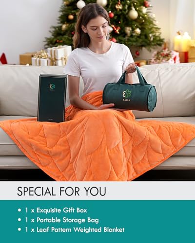 Image of Kaisa Weighted Lap Blanket 7 lbs 41 inch x 53 inch, Cozy Luxury Crystal Velvet Small Weighted Blanket for Adults, Portable Travel Weighted Blanket for Relaxation, All-Season Blanket, Machine Washable, Orange