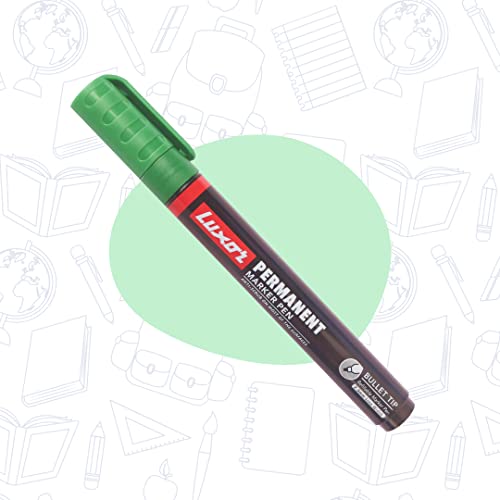 Image of Luxor Refillable Permanent Marker in Rich Green, Pack of 10, Ideal for Eco-Friendly and Bold Markings