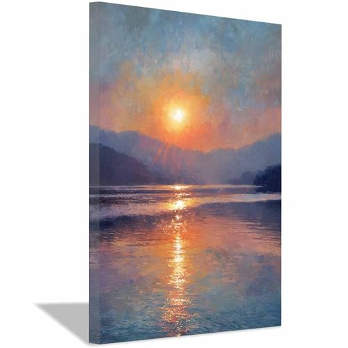 Toile soleil et mer paysage naturel déco murale moderne tableau panoramique 30x45cm encadré