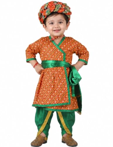 Image of BookMyCostume Rajasthani Indian State Fancy Dress Costume for Boys and Men | With Pagdi 6-7 years