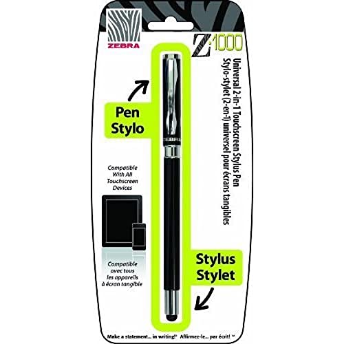 Zebra StylusPen Capped Ballpoint Pen, Medium Point, 1.0mm, Black Ink, Black Barrel, 1-Count
