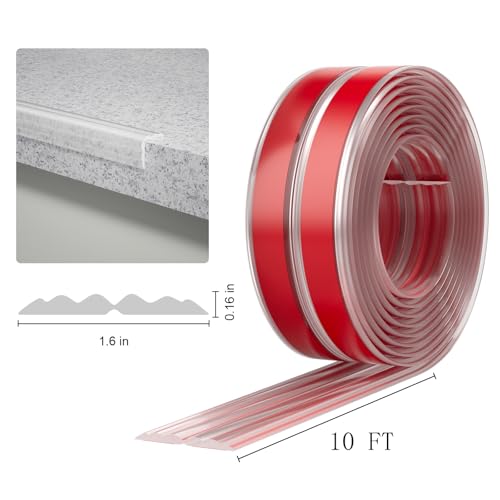 Elvone Wall Corner Protector & Edge Guard，Peel and Stick Wall Trim Moulding Inside & Outside Corner Molding Trim Caulk Strip, Self Adhesive Trim for Wall Edge,Ceiling,Countertop, 1.6” W x10’ L，Clear - Thumbnail 2