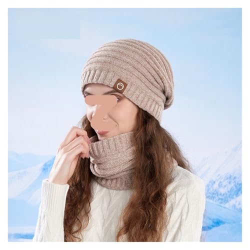 Gorro y bufanda invierno mujer polar punto unisex protector orejas ropa térmica 3