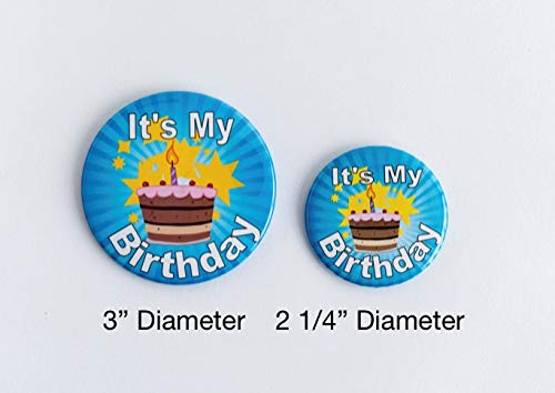 It's My Birthday Button (3" Blue Magnet) It's My Birthday Happy Button - Party Birthday Pins For Adults, Kids, Men Or Women - Birthday Badges - By Secure Id, Llc (Blue, Pink) #TOP3