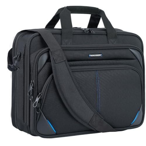 KROSER Bandolera para Portátil 15,6" Maletín Bolso de Mensajero Hidrófugo Caja de Ordenador Maletín Durable Funda para Tableta con Bolsillos RFID para Negocios/Universidad/Mujeres/Hombres
