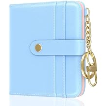 Aiawoxc Womens Wallet, RFID Small Wallets for Women, Slim Compact Credit Card Holder, Cute Leather Bifold Ladies Purse with Zipper Coin Pocket and ID Window, Blue