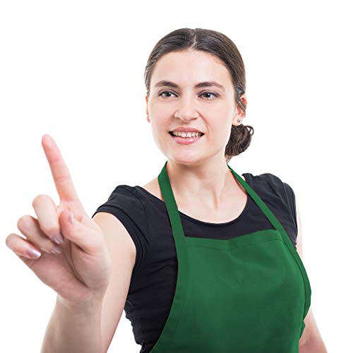 Loyhuang 16 Pack Green Bib Plain Aprons Bulk For Women Men Adult With 2 Pockets-Chef Cooking Kitchen Painting Baking Restaurant Servers (16 Pcs,Green) #TOP5
