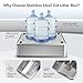 UPSKY Stainless Steel Cat Litter Box with Lid, XL Large Metal Litter Box for Large Breeds, Enclosed Kitty Litter Pan with High Sides, Leak-Proof & Non-Stick, Easy to Clean, Scoop and Mat Included
