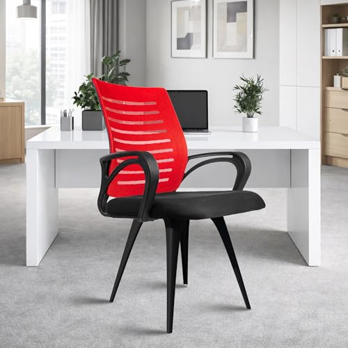 Image of ROSE Elite | 3 Years Brand Warranty | Ergonomic Office Chair, Study, WFH, Revolving, Rolling, Desk, Task, Laptop, Student Chair (Red, Elite MB Reception)