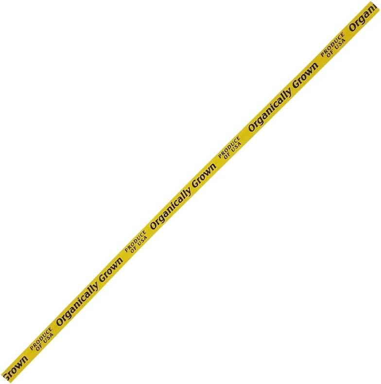 18 inch "Organically Grown" Yellow Twist Tie, Ideal for Produce, Made by T&T Industries | 1,000/Box