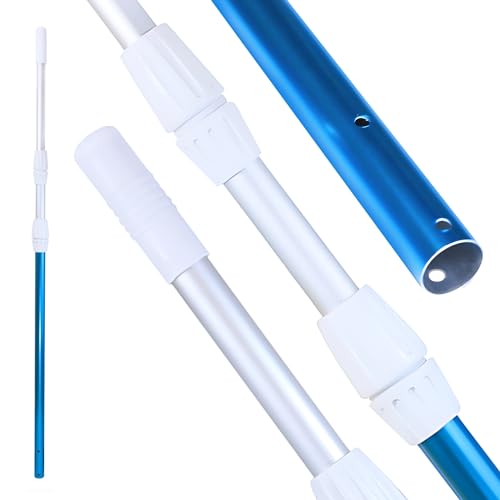 Swimline HYDROTOOLS 8356M 3-Piece Telescopic Pole 5 To 15 Feet Adjustable Telepole For Swimming Pool Cleaning Skimmer Nets Vacuum Heads & Brushes Step-Up Anodized Aluminum W/ Strong Grip & Lock