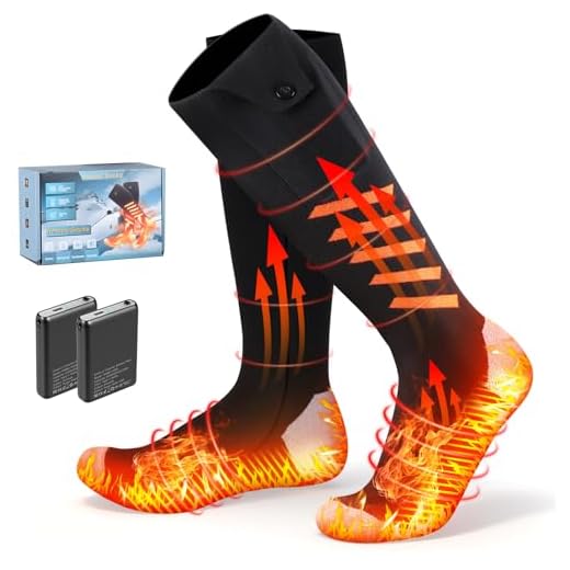 KGHKGH Heated Socks for Men Women, 6000mAh*2 Battery Rechargeable Heated Socks Up to 10 Hours, 360°Heating Warming, Washable Foot Warmer for Camping Fishing Skiing Skating Hiking Outdoor Work