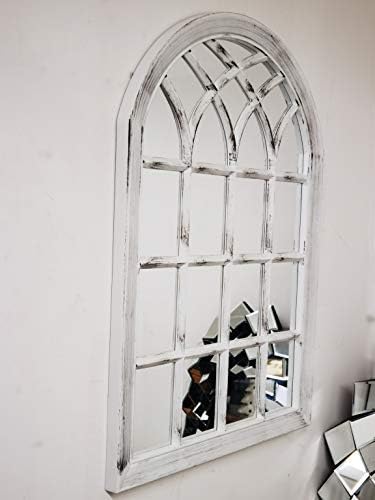 DEENZ White Rustic Soho Window Style Mirror Elegant Vintage Hallway Mirror 50.5X71X2.5Cm