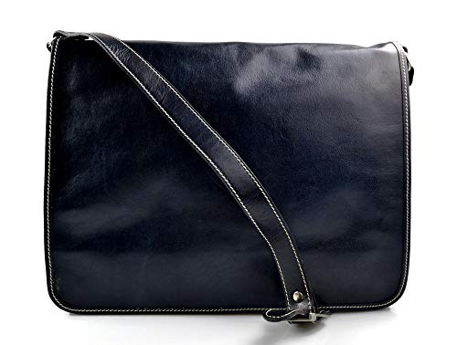 Bandoulière en cuir sac messenger homme d'épaule traverser postier bleu