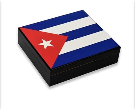Cuban Flag Desen Puro Kutusu Humidor  i Magnetli Siyah 20s
