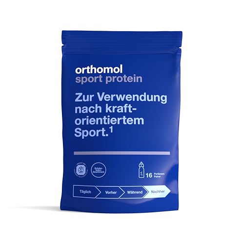 Orthomol Sport Protein Schokolade: Hochwertiges Molkenprotein mit BCAAs, Kreatin, L-Glutamin für gezielte Muskelerholung, glutenfrei, 640 g