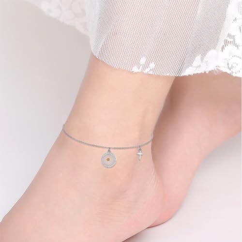 Image of VONALA Evil Eye Anklet 925 Sterling Silver Irish Celtic Knot /Witches Knot /Claddagh /Infinity Heart /Butterfly /Pineapple Chain Hotwife Anklet Foot Ankle Jewerly Gift for Women Mother Wife Sisters