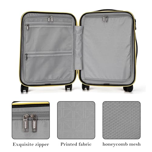 BESMART 20/28 Inch Luggage Case for Men Women, Hard Shell Trolley Case With 8 Spinner Wheels (Yellow1, 20 INCH)3