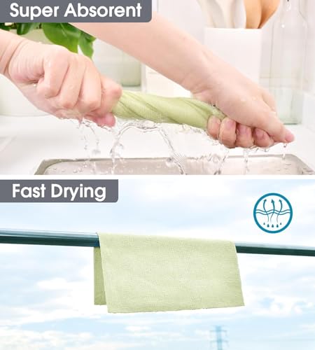 Image of Microfiber Cleaning Cloth 3Roll 60 Sheets 12000+Times Washable Ultra-Absorbent Lint Free Tearable&Reusable KitchenTowel for Car Polishing Washing&Detailing MultipurposeUse Tear-Away(Green)