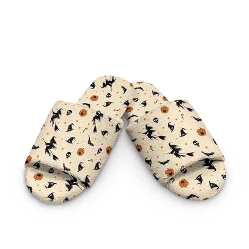 Slippers for Women Men Fuzzy Open-Toe Slippers Warm Cloth Bottom Indoor House Shoes Soft Winter Shoes 36-452