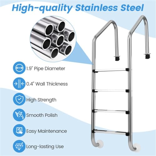 Escalera para piscina de acero inoxidable 4 peldaños miniatura 4