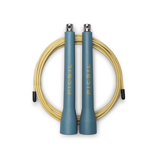 PICSIL - Comba Profesional de Crosstraining | Doble Rodamiento para Mayor Velocidad | Ajustable y Ergonómica | Ideal para Fitness, Boxeo, MMA | Cuerda para Saltar Unisex | Material ABS (Aqua)