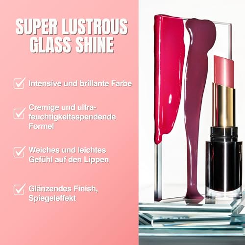 3. Bild von Revlon Super Lustrous Glass Shine Lipstick, Lippenstift mit brillanter Farbe, cremige und feuchtigkeitsspendende Formel mit Hyaluronsäure, Aloe und Rosenquarz, 003 Glossed Up Rose, 3.1 ml