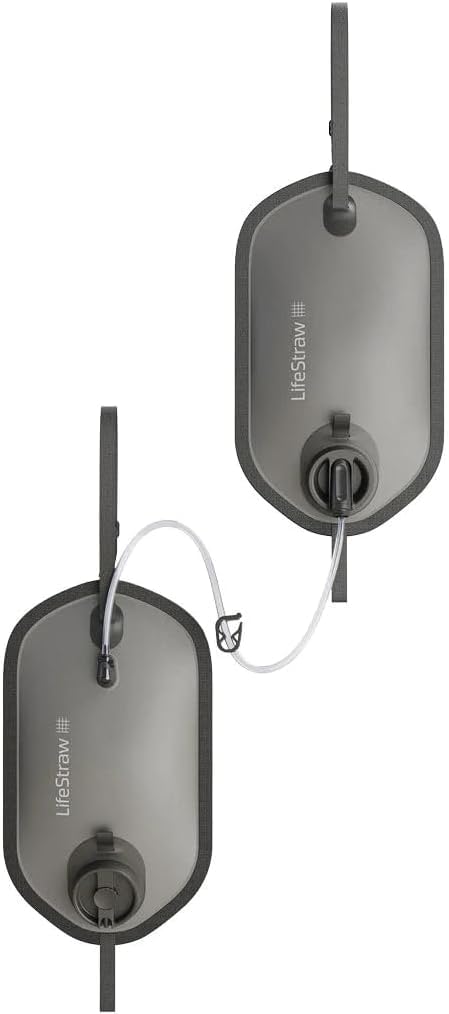 LifeStraw Peak Series – Large Capacity Gravity Water Filter System with Safe Water Storage – 8L + 8L for Camping, RVing, Overlanding, Travel and Adventure, Dark Mountain Gray