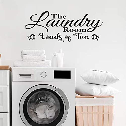 Laundry Room Wall Decals, Laundry Wall Stickers, Quotes Door Wash Washing Dry Washer Dryer Funny Family, Bath Bubble Bathtub Positive Home Vinyl Art Wall Decor, The Laundry Room Loads of Fun 23"X9"