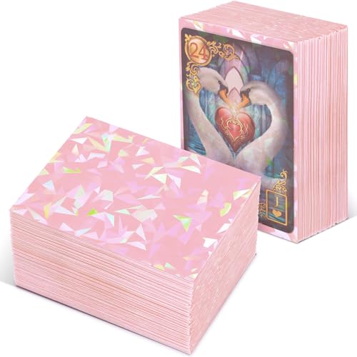 Sayglossy 200 Pcs Holographic Card Sleeves Laser Flashing Trading Card Sleeves Matte Kpop Postcard Protector Fit for Game Photo Sports Cards 2.6 x 3.6 Inches(Pink Classic)