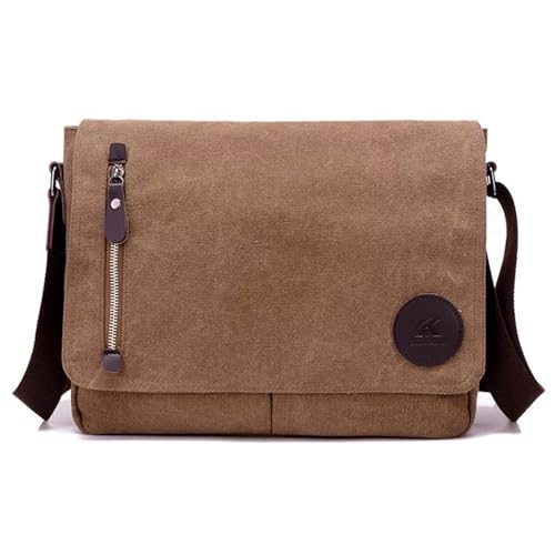 Porte-documents en toile et cuir mixte - Sacoche ordinateur 14 pouces