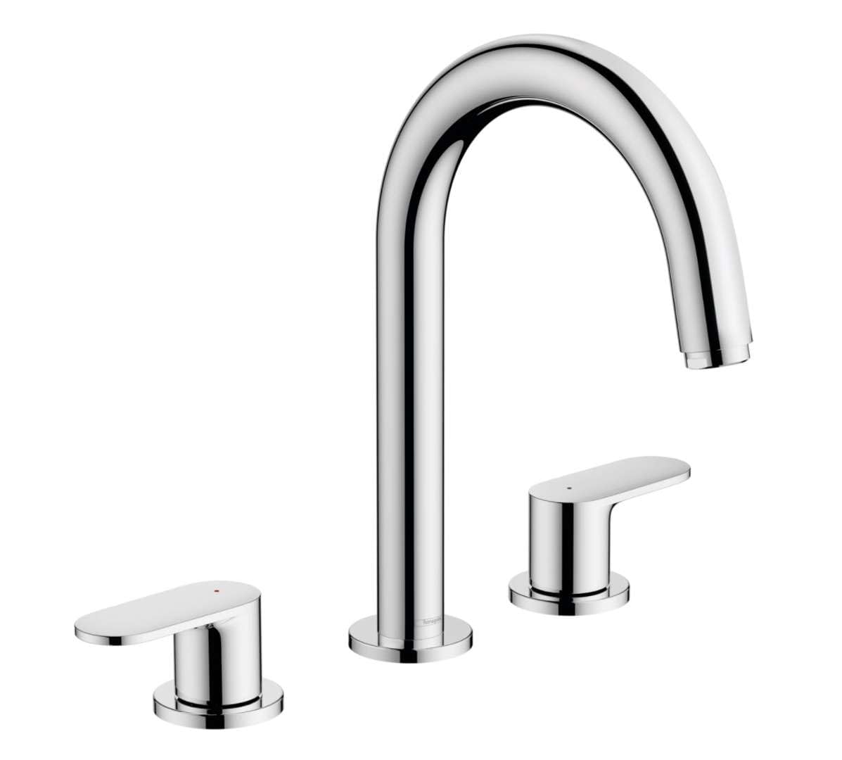 hansgrohe 3-Loch Waschtischarmatur Vernis Blend, Wasserhahn Bad Höhe 150 mm, mit Zugstange, Badarmatur wassersparend, Chrom