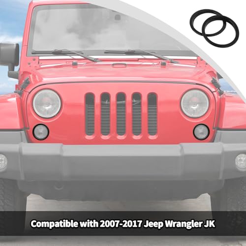 Image of JWWY Front Bumper Grill Insert Turn Signal Light Cover Trim Compatible with 2007-2017 Jeep Wrangler JK Exterior Accessories ABS 2PCS Black