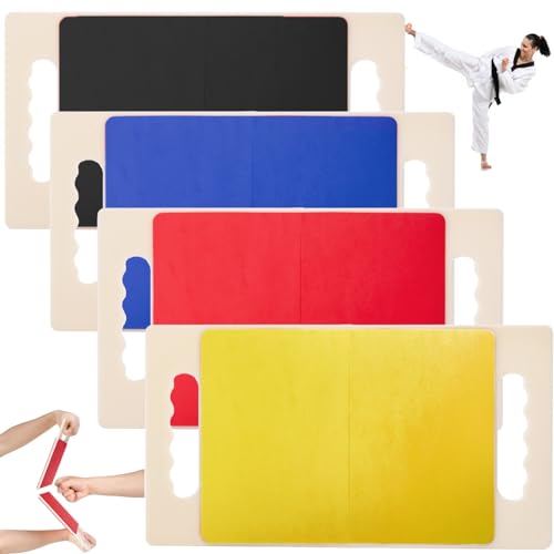 Noamus 4 Pack Rebreakable Punching Board with Handles, 16.5"x9" Taekwondo Karate MMA Boards, Reusable Plastic Training Breaking Boards, Martial Arts Boxing Training Equipment for Kids Adults, 4 Levels