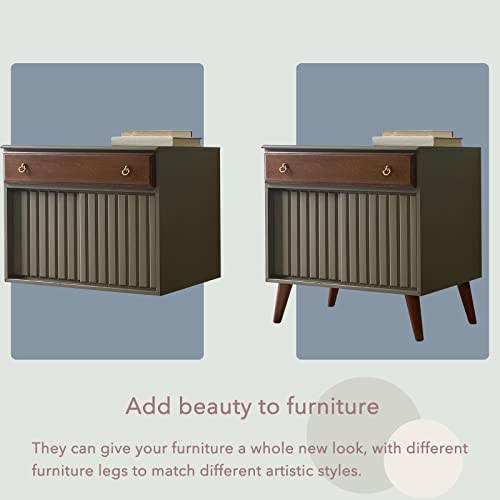 Koikey Sofa Chair Couch Furniture Legs - Round Solid Wood Replacement Feet Perfect For Coffee Table, Dresser, Cabinet, Bed, Ottoman, Loveseat, Walnut Color, Set Of 4 #TOP3