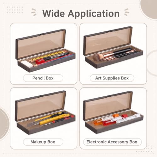 Image of Fainne 80 Pieces Plastic Pencil Boxes Pencil Case Bulk Frosted Clear Multi Colored Pens Holder Stackable Container with Lid & Snap for Back to School Stationery Office Classroom(Black)