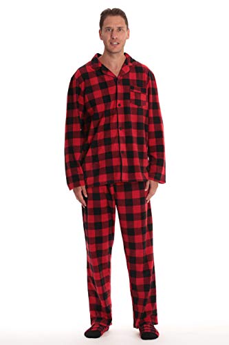 #followme Family Pajamas Buffalo Plaid Button-Front Microfleece Pajamas Set with Matching Socks3