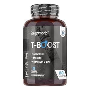 Testosteron Booster voor Mannen – Met Fenegriek, Maca, D-asparaginezuur en Zink – 180 vegan tabletten voor 3 maanden – Met 9 essentiële vitaminen en mineralen – 100% natuurlijk – Van WeightWorld