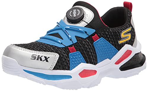 Skechers Kids Boy's Skech-Bots-SKYTREK Sneaker, Black/RED/Bluee, 4.5 Big Kid