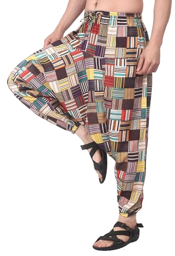 Image of Whitewhale Men's Cotton Solid Harem Pants Yoga Trousers Hippie Pant